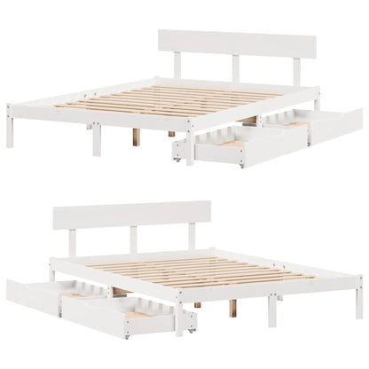 Letto senza Materasso Bianco 140x190 cm Legno Massello di Pino