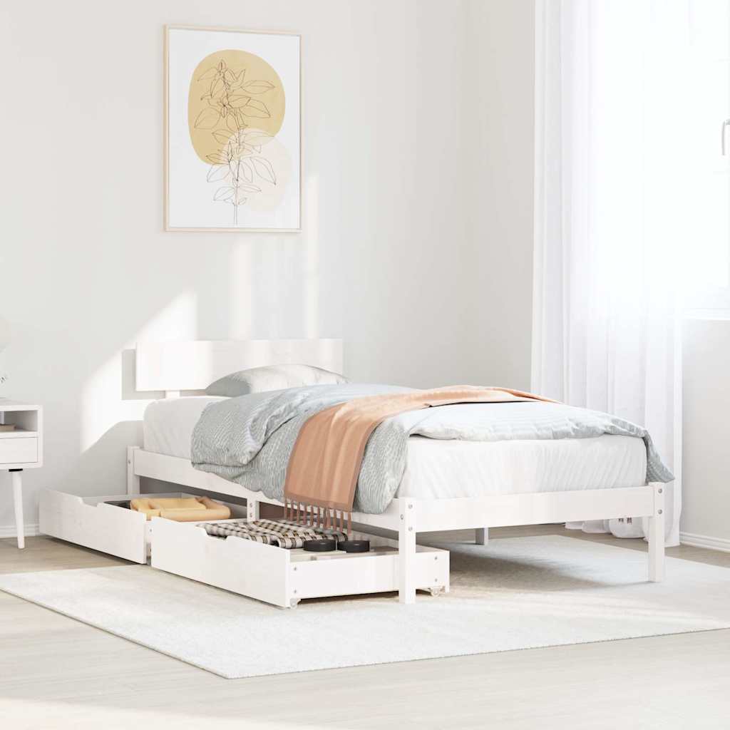 Letto senza Materasso Bianco 90x200 cm Legno Massello di Pino | homemem39