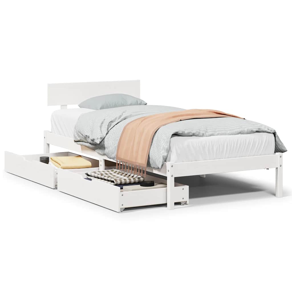 Giroletto senza Materasso Bianco 100x200 cm Legno Massello Pino | homemem39