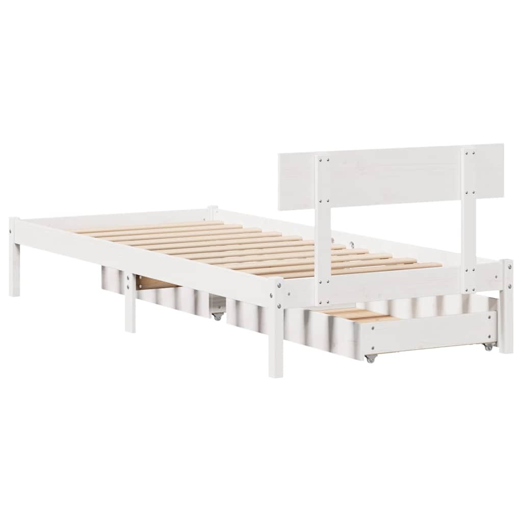 Giroletto senza Materasso Bianco 100x200 cm Legno Massello Pino | homemem39
