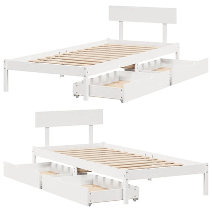 Giroletto senza Materasso Bianco 100x200 cm Legno Massello Pino | homemem39