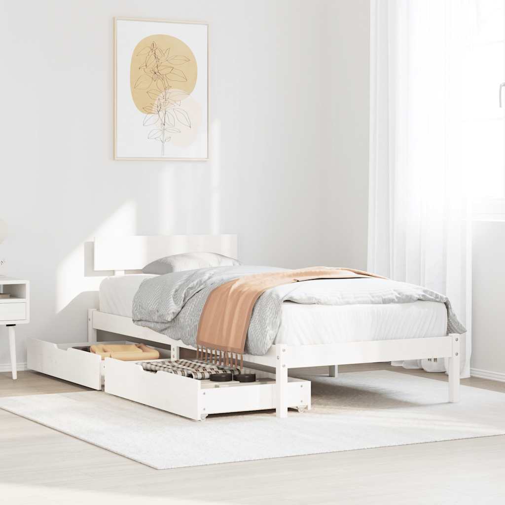 Giroletto senza Materasso Bianco 100x200 cm Legno Massello Pino | homemem39