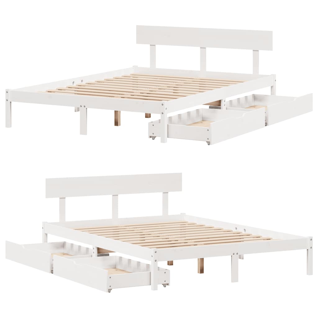Letto senza Materasso Bianco 120x200 cm Legno Massello di Pino | homemem39