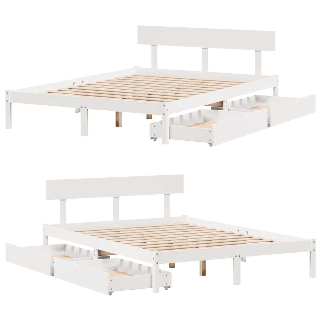 Letto senza Materasso Bianco 140x200 cm Legno Massello di Pino | homemem39