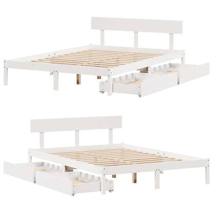 Letto senza Materasso Bianco 140x200 cm Legno Massello di Pino | homemem39
