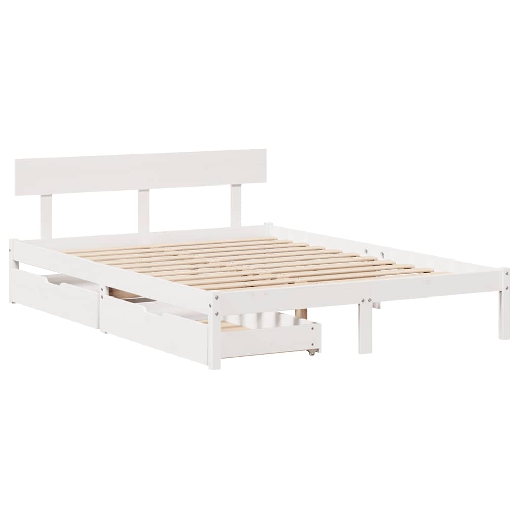 Letto senza Materasso Bianco 150x200 cm Legno Massello di Pino | homemem39