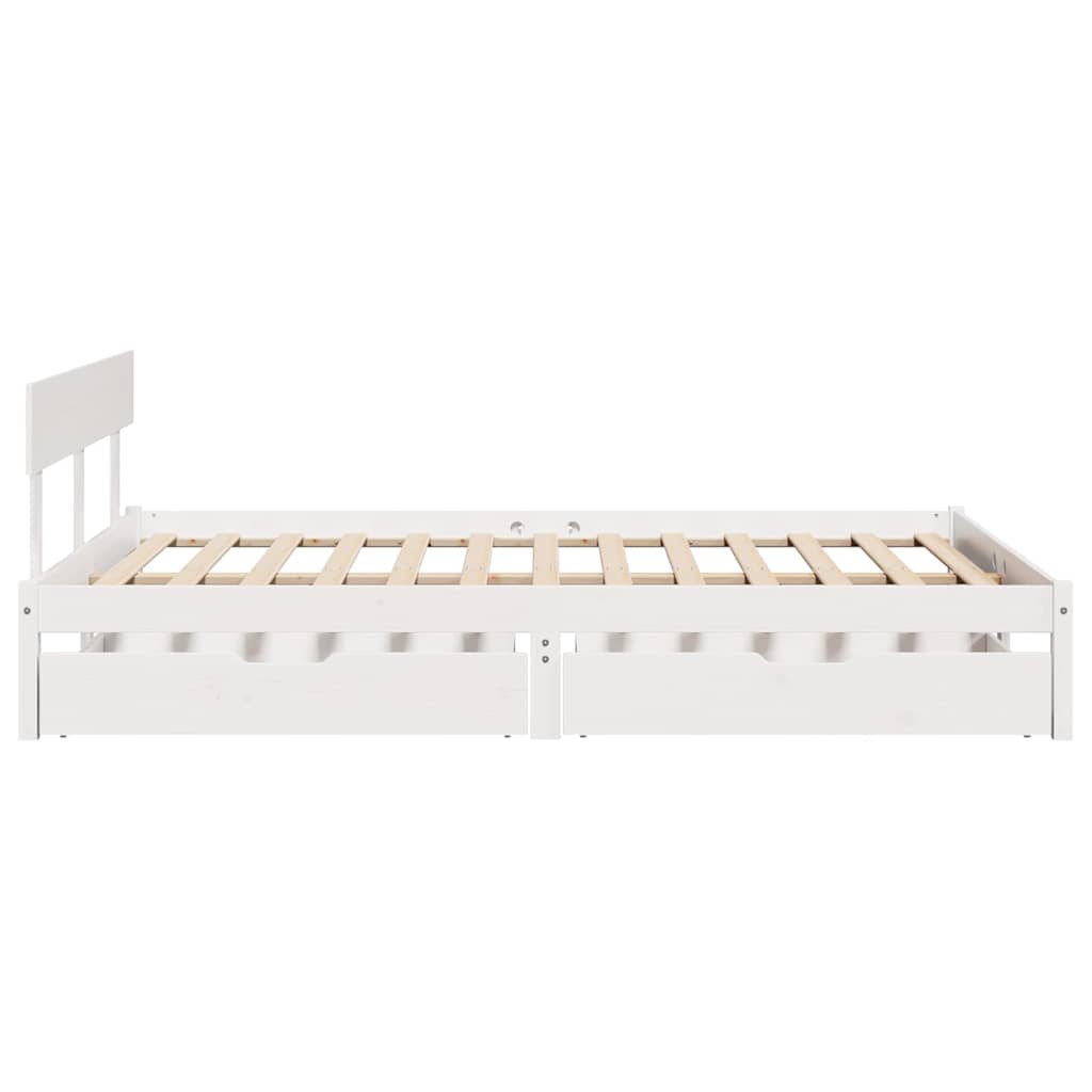 Letto senza Materasso Bianco 150x200 cm Legno Massello di Pino | homemem39