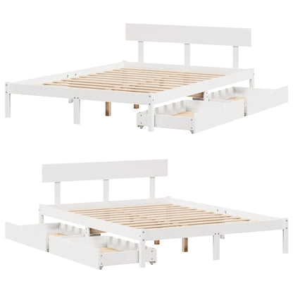 Letto senza Materasso Bianco 150x200 cm Legno Massello di Pino | homemem39