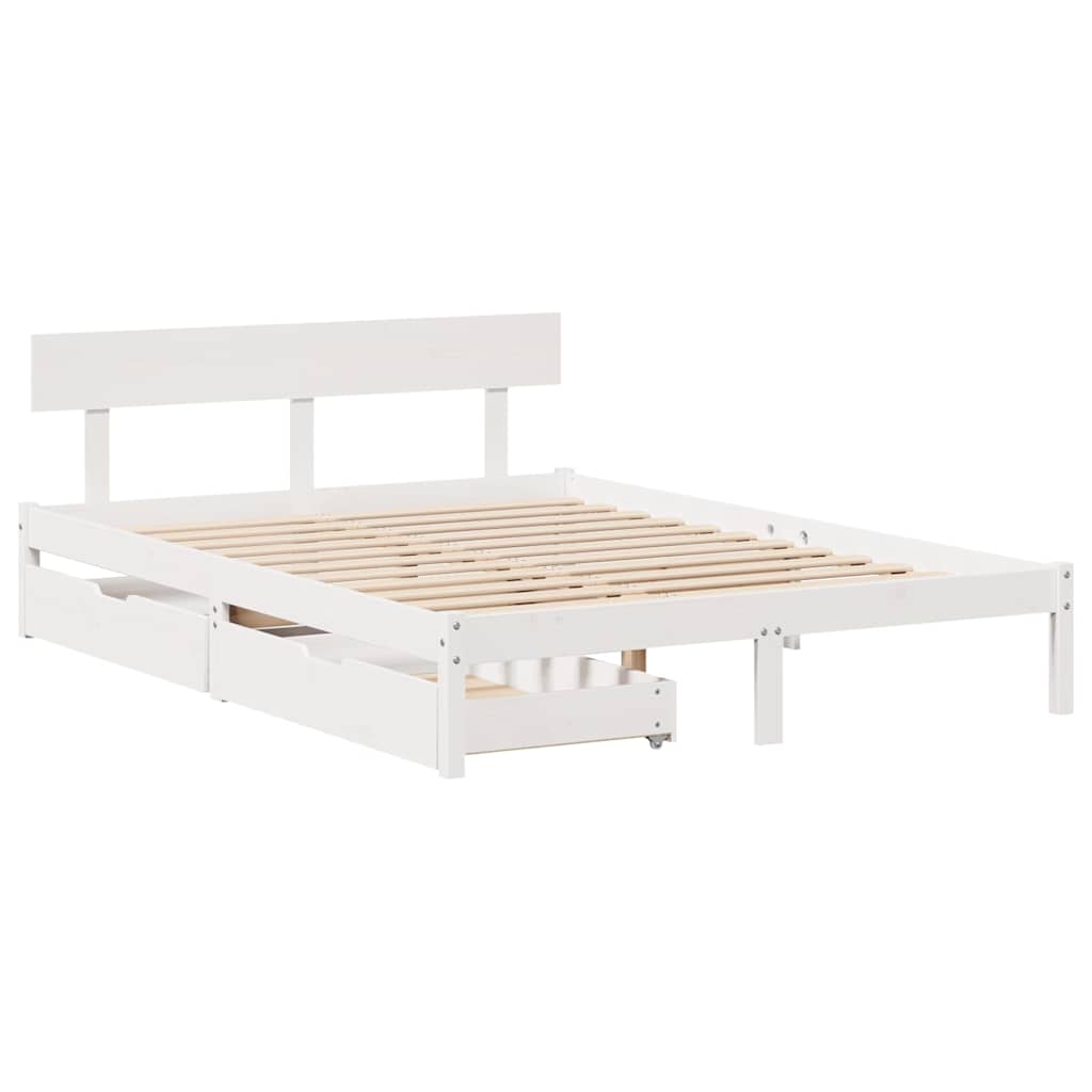 Letto senza Materasso Bianco 160x200 cm Legno Massello di Pino