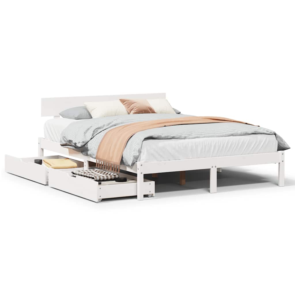 Letto senza Materasso Bianco 160x200 cm Legno Massello di Pino