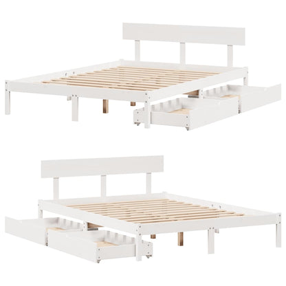 Letto senza Materasso Bianco 160x200 cm Legno Massello di Pino