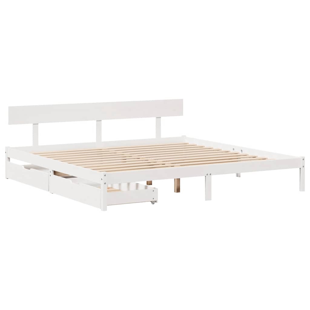 Letto senza Materasso Bianco 180x200 cm Legno Massello di Pino - homemem39