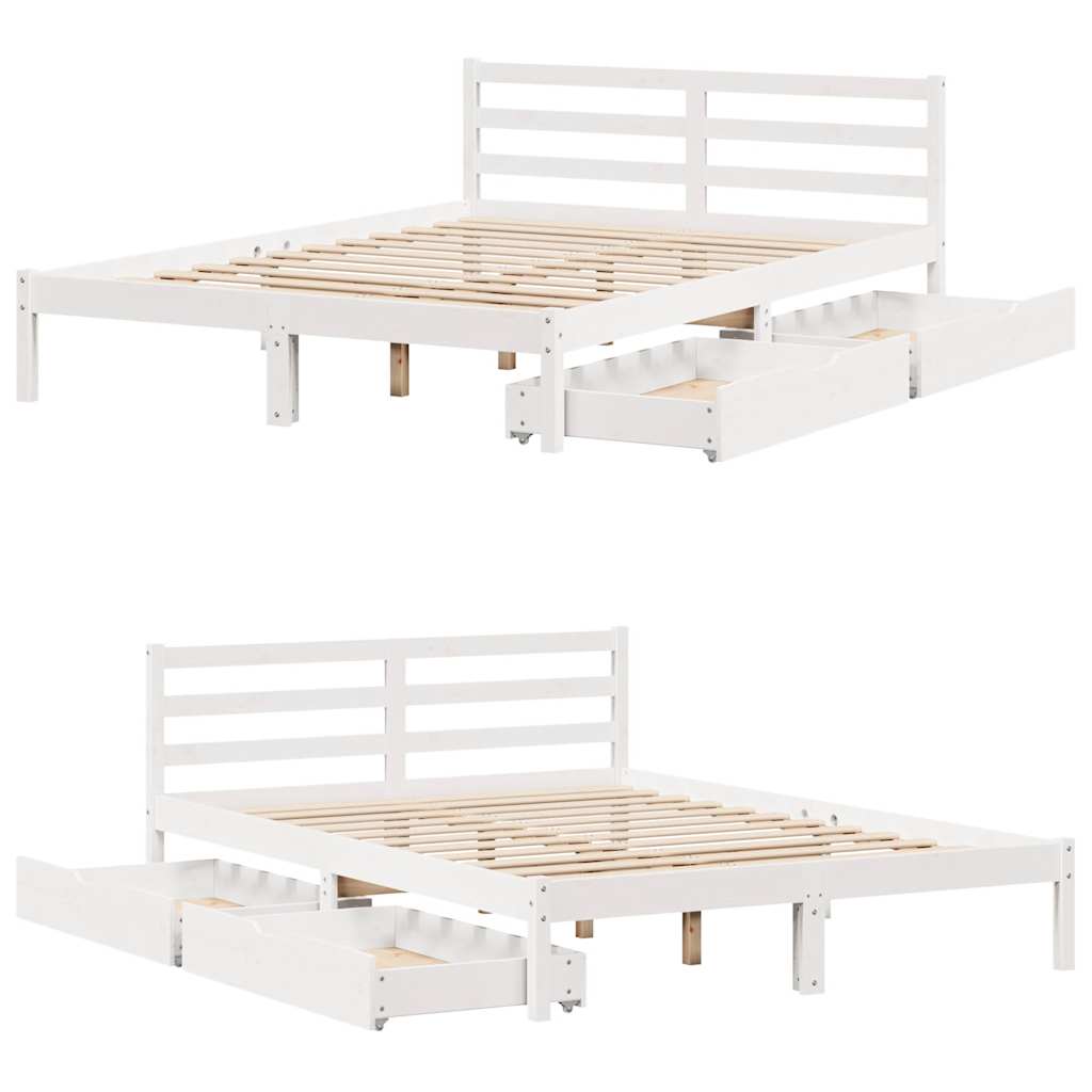 Letto senza Materasso Bianco 120x190 cm Legno Massello di Pino - homemem39