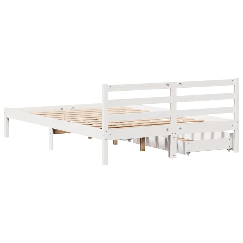 Letto senza Materasso Bianco 135x190 cm Legno Massello di Pino - homemem39