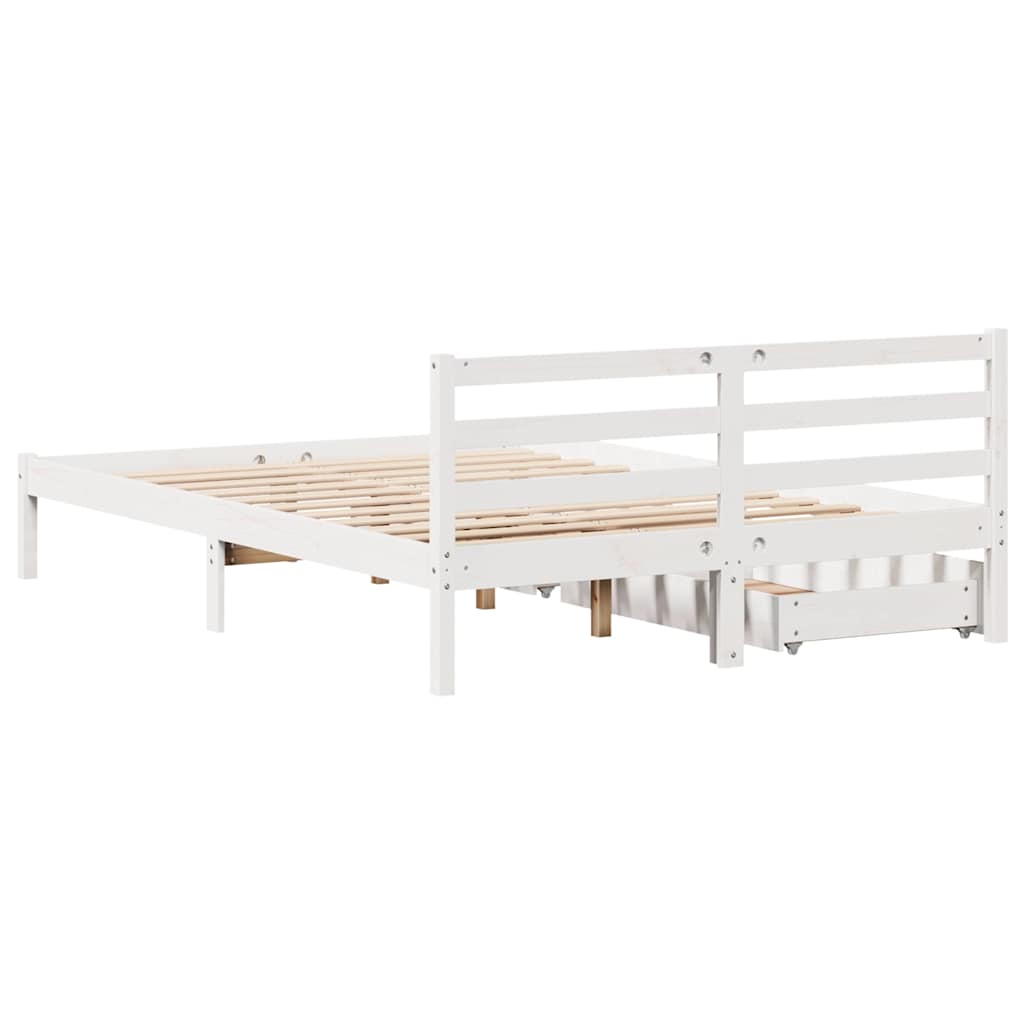 Letto senza Materasso Bianco 160x200 cm Legno Massello di Pino