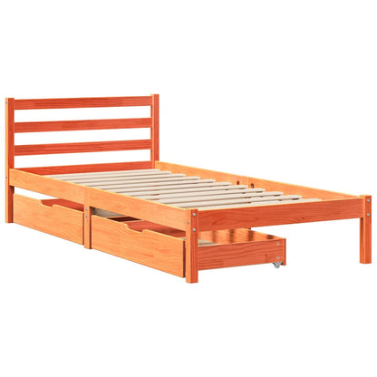 Letto senza Materasso Marrone Cera 75x190 cm in Legno di Pino | homemem39