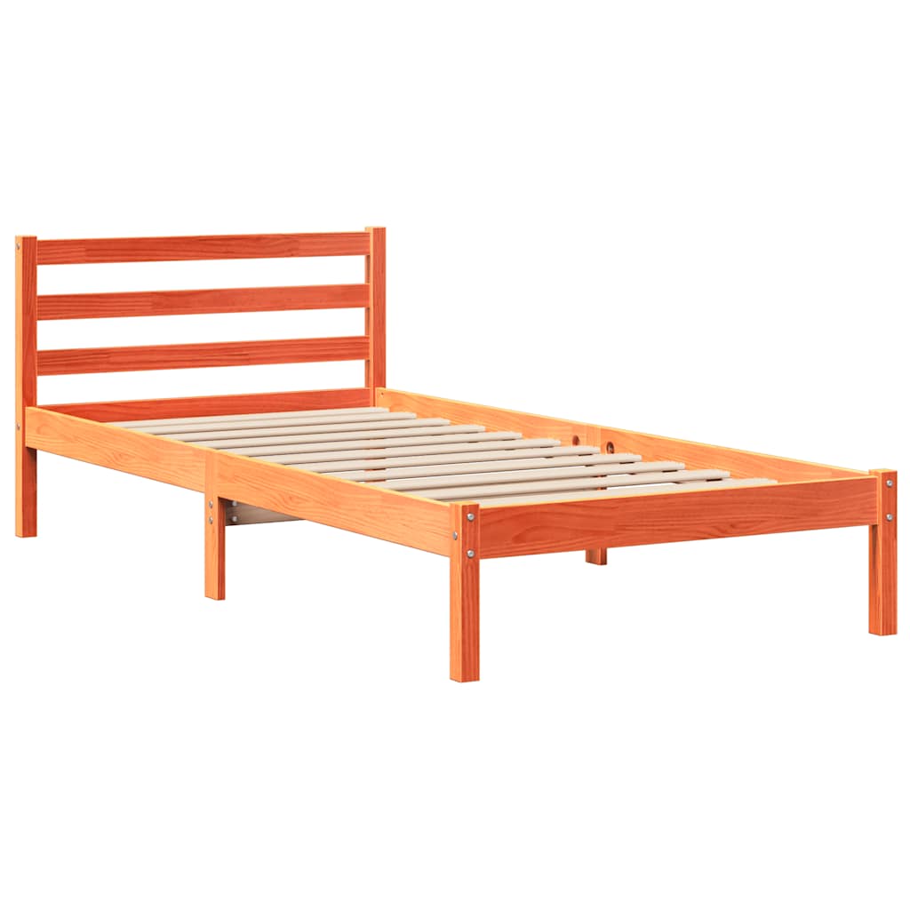Letto senza Materasso Marrone Cera 75x190 cm in Legno di Pino | homemem39