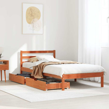 Letto senza Materasso Marrone Cera 75x190 cm in Legno di Pino | homemem39