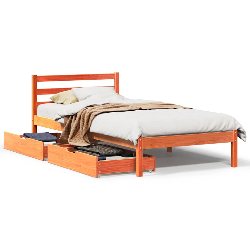 Letto senza Materasso Marrone Cera 90x190 cm in Legno di Pino | homemem39