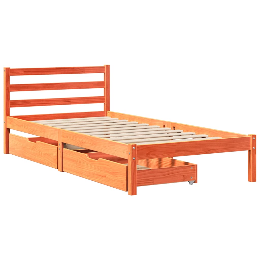 Letto senza Materasso Marrone Cera 90x190 cm in Legno di Pino | homemem39