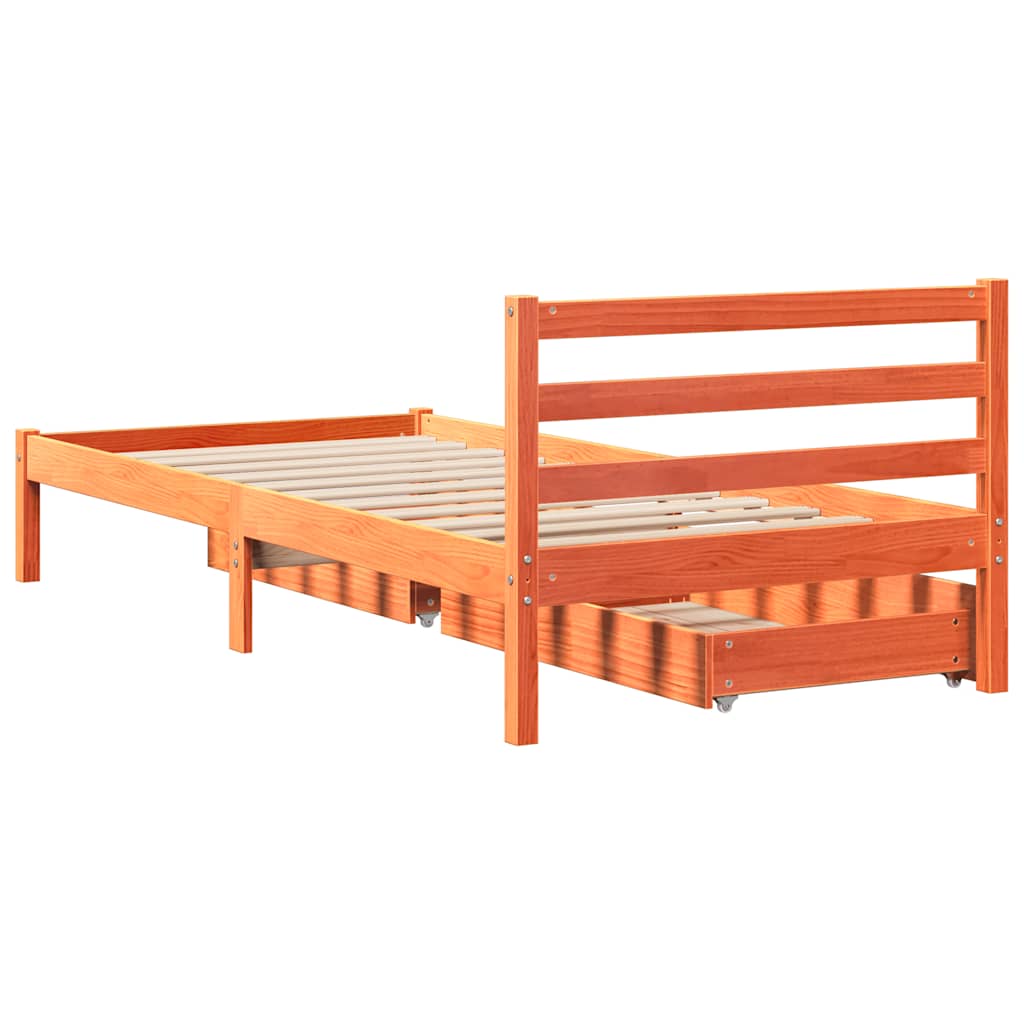 Letto senza Materasso Marrone Cera 90x190 cm in Legno di Pino | homemem39