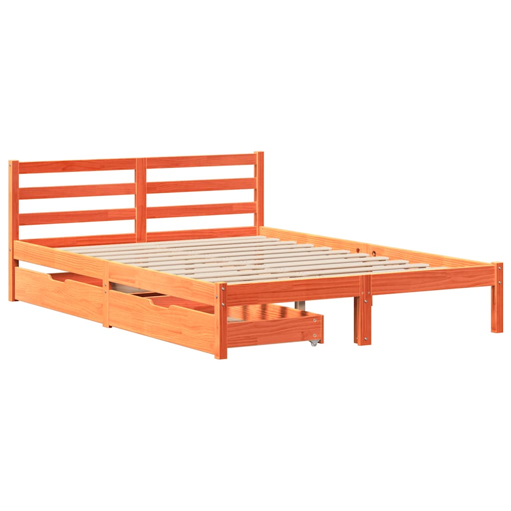 Letto senza Materasso Marrone Cera 150x200 cm in Legno di Pino | homemem39