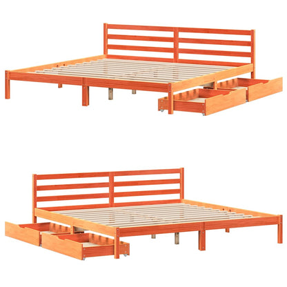 Letto senza Materasso Marrone Cera 200x200 cm in Legno di Pino