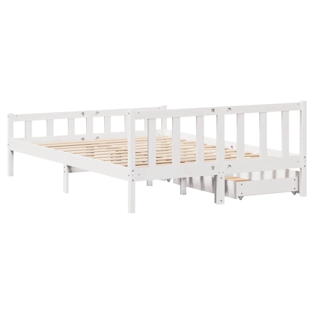 Letto senza Materasso Bianco 150x200 cm Legno Massello di Pino | homemem39