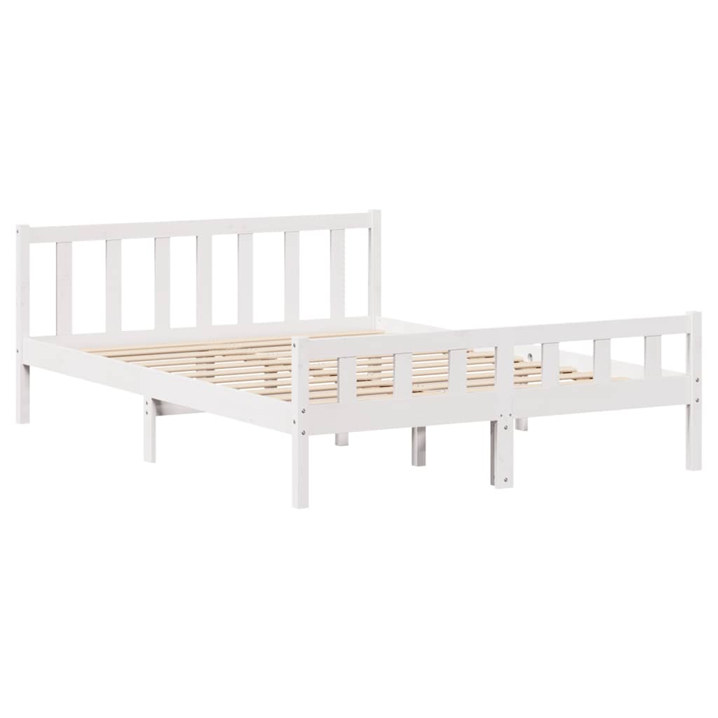 Letto senza Materasso Bianco 150x200 cm Legno Massello di Pino | homemem39