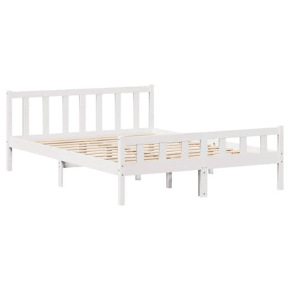 Letto senza Materasso Bianco 160x200 cm Legno Massello di Pino - homemem39