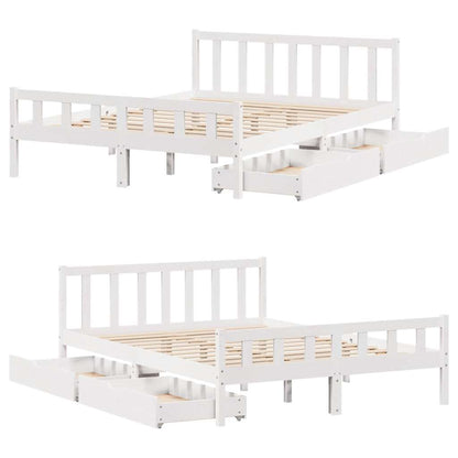 Letto senza Materasso Bianco 160x200 cm Legno Massello di Pino - homemem39
