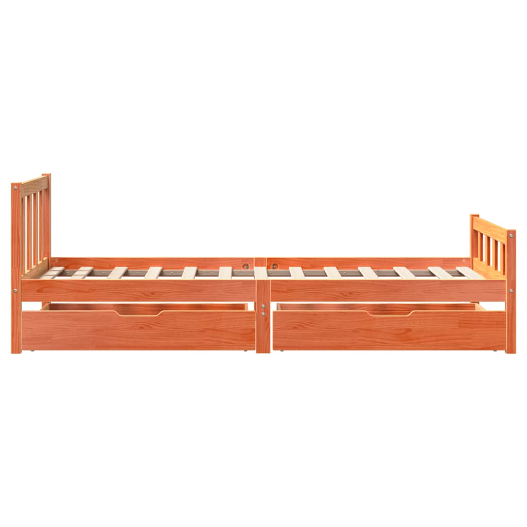 Letto senza Materasso Marrone Cera 75x190 cm in Legno di Pino | homemem39