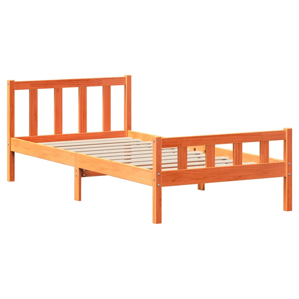 Letto senza Materasso Marrone Cera 75x190 cm in Legno di Pino | homemem39