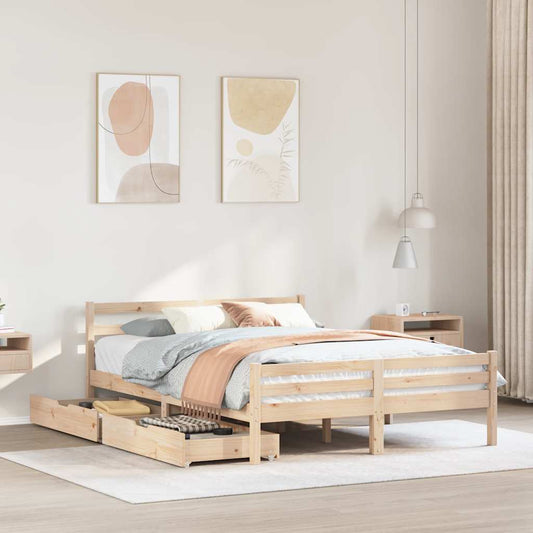Letto senza Materasso 135x190 cm in Legno Massello di Pino | homemem39