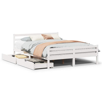 Letto senza Materasso Bianco 135x190 cm Legno Massello di Pino | homemem39