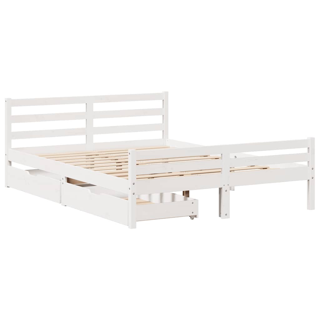 Letto senza Materasso Bianco 135x190 cm Legno Massello di Pino | homemem39