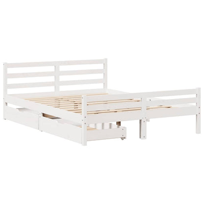 Letto senza Materasso Bianco 135x190 cm Legno Massello di Pino | homemem39
