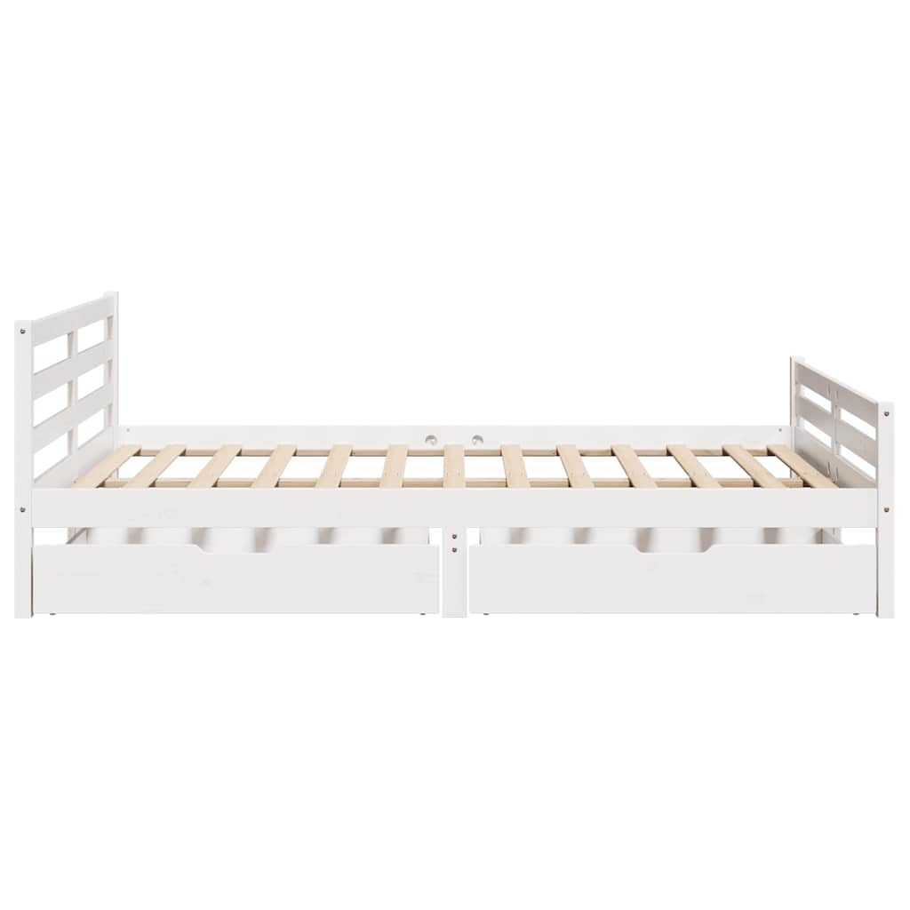 Letto senza Materasso Bianco 135x190 cm Legno Massello di Pino | homemem39