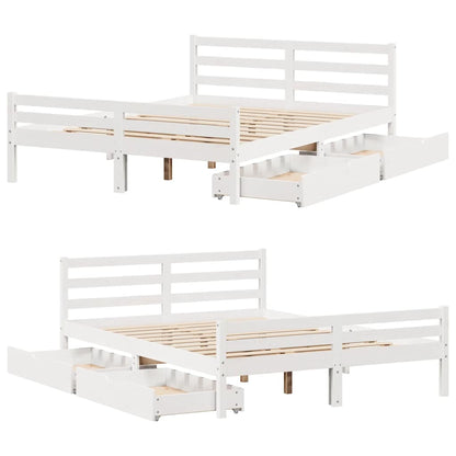 Letto senza Materasso Bianco 135x190 cm Legno Massello di Pino | homemem39