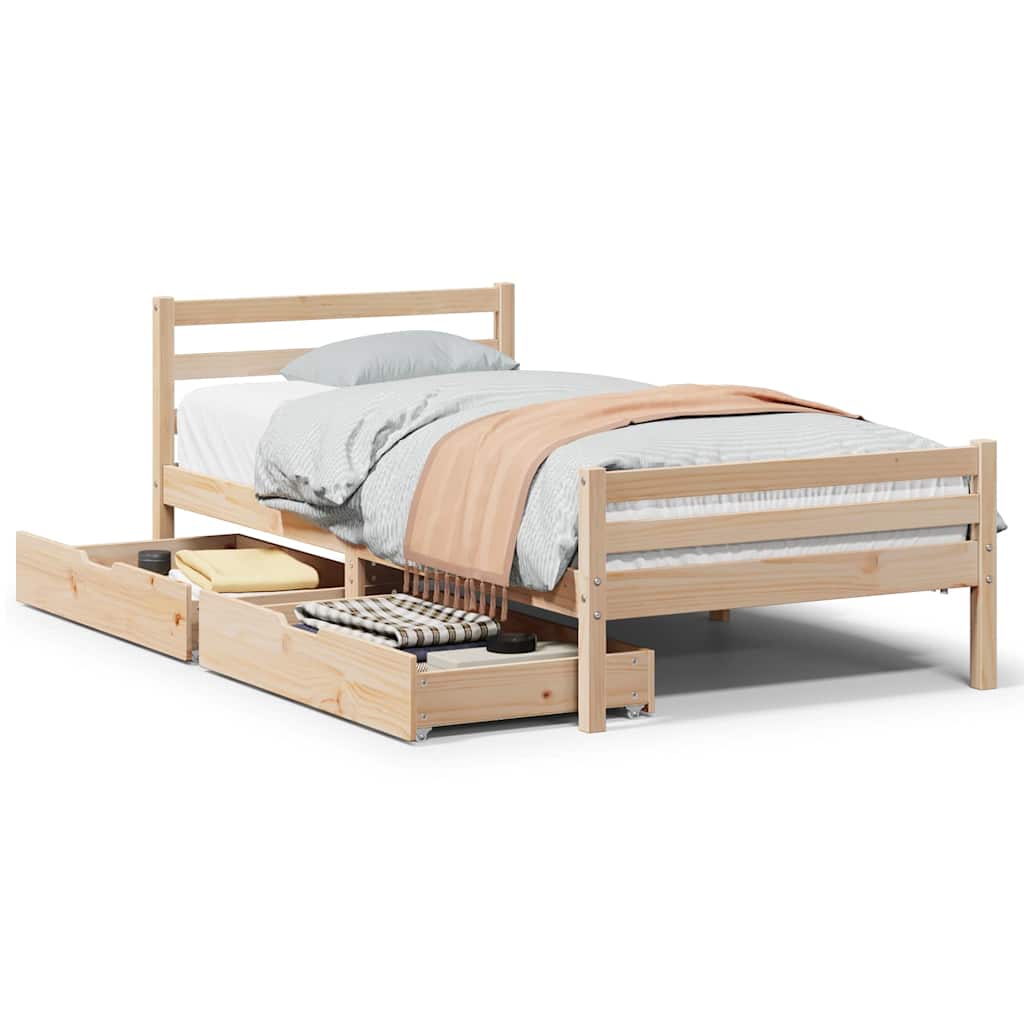 Letto senza Materasso 90x200 cm in Legno Massello di Pino