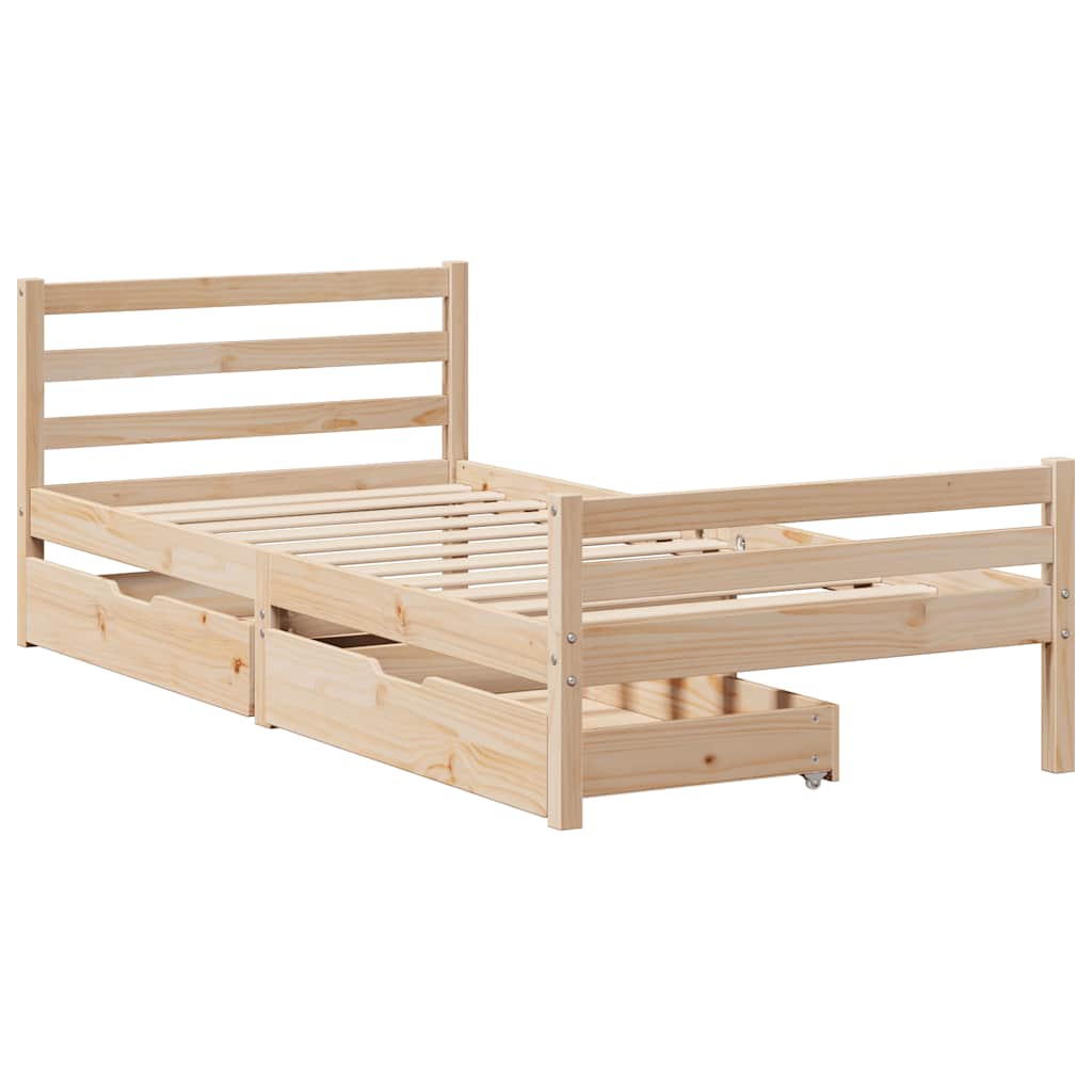 Letto senza Materasso 90x200 cm in Legno Massello di Pino