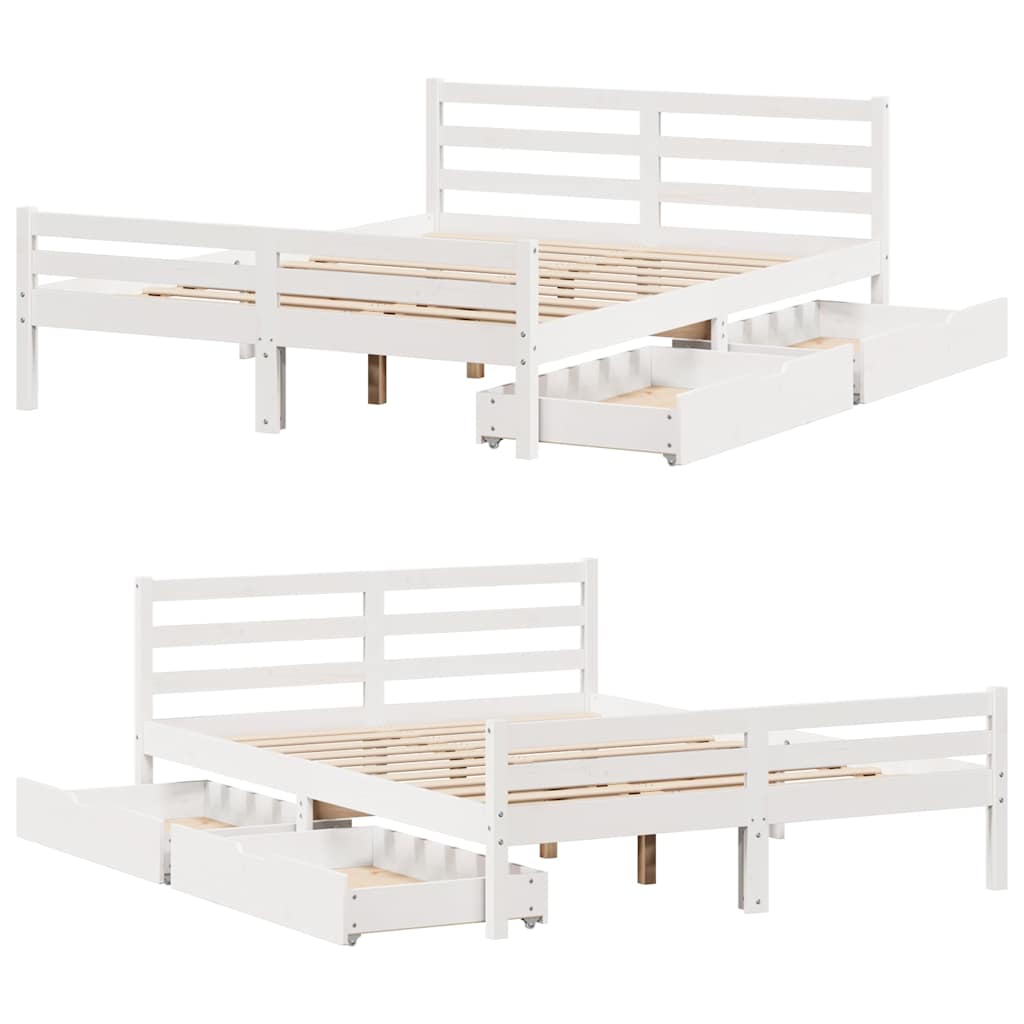 Letto senza Materasso Bianco 140x200 cm Legno Massello di Pino | homemem39