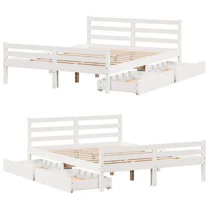 Letto senza Materasso Bianco 140x200 cm Legno Massello di Pino | homemem39