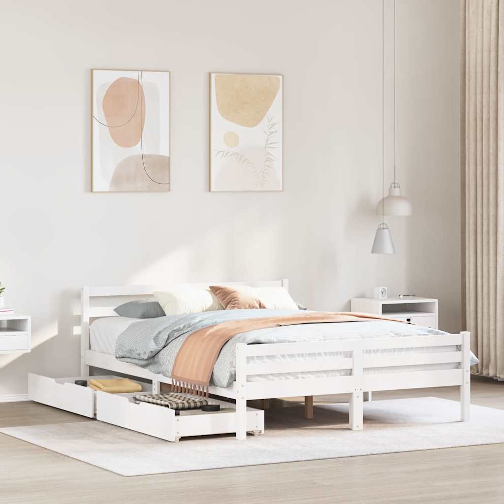 Letto senza Materasso Bianco 140x200 cm Legno Massello di Pino | homemem39