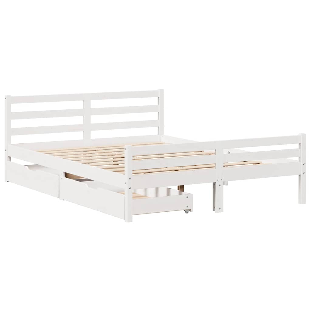 Letto senza Materasso Bianco 150x200 cm Legno Massello di Pino | homemem39