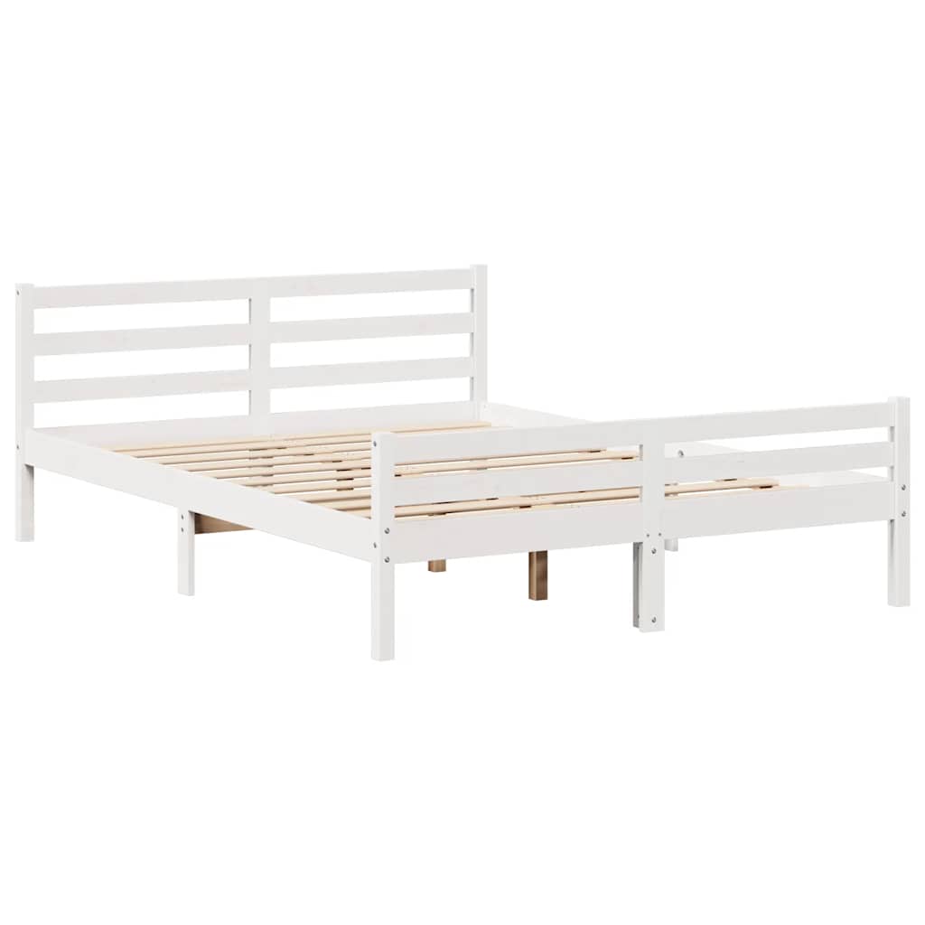 Letto senza Materasso Bianco 150x200 cm Legno Massello di Pino | homemem39