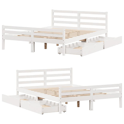 Letto senza Materasso Bianco 150x200 cm Legno Massello di Pino | homemem39