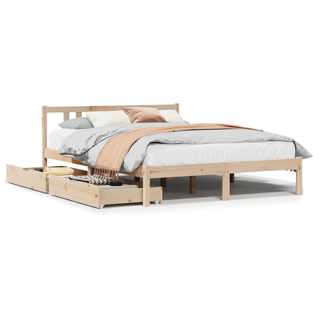 Letto senza Materasso 135x190 cm in Legno Massello di Pino