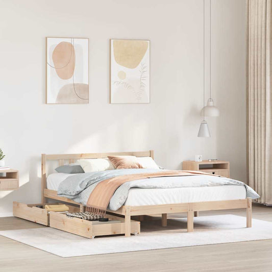 Letto senza Materasso 135x190 cm in Legno Massello di Pino | homemem39