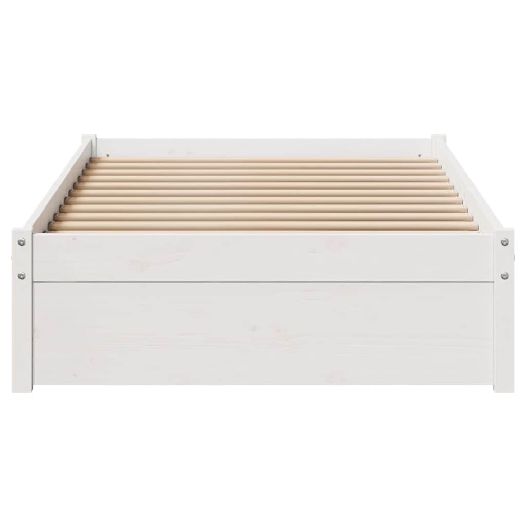 Letto senza Materasso Bianco 75x190 in Legno Massello di Pino | homemem39